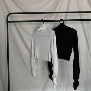 TWO CROP TURTLENECK BUNDLE RUCHED SLEEVE BUNDLE